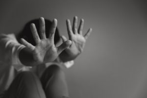 Image black and white of stop violence